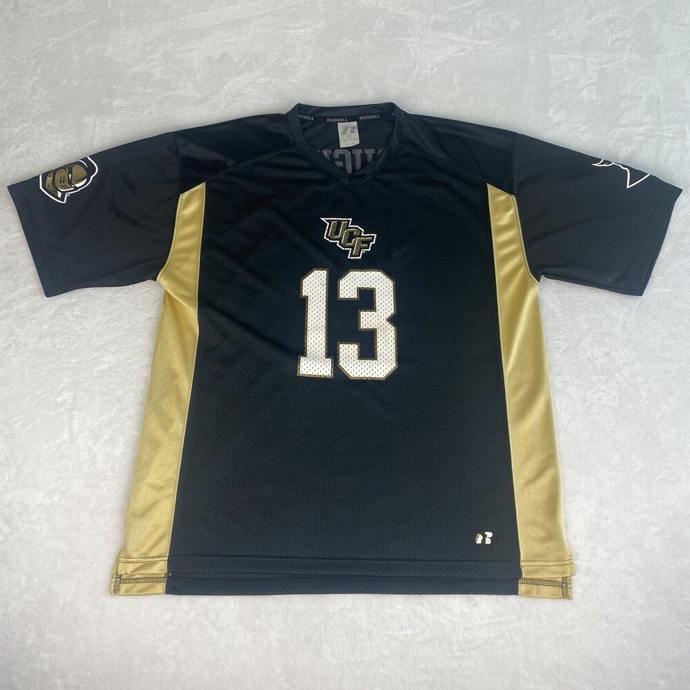 Russell UCF Knights #13 Jersey Mens Large Black Gold Football Jersey